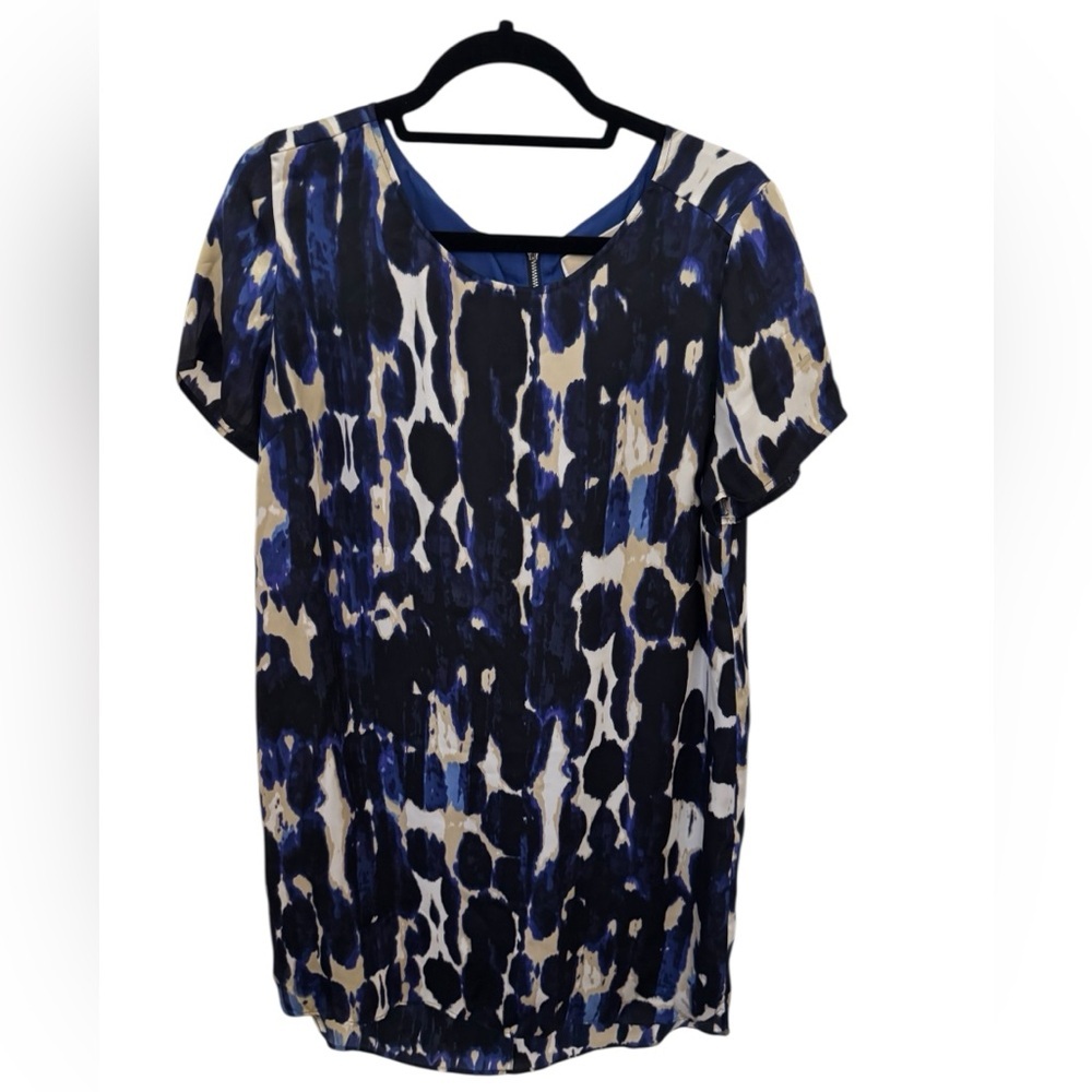 Michael Michael Kors Abstract Print Short Sleeve Shift Dress – Size 14